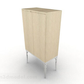 Simple Wooden Wardrobe 3d model