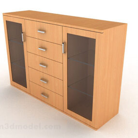 3д модель желтого деревянного офисного шкафа V3