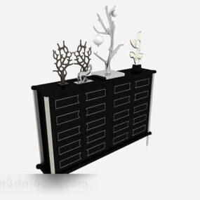Black Wooden Entrance Cabinet V1 3d model