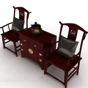 Chinese Style Wooden Tables And Chairs 3d model