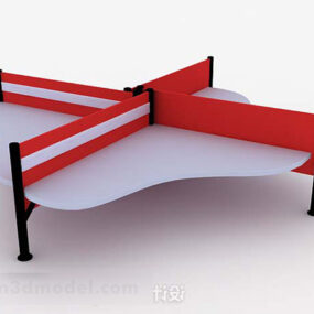 Red Office Desk V2 3d model