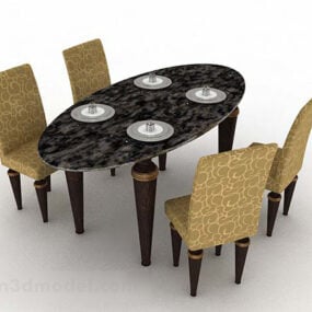 โต๊ะรับประทานอาหารและเก้าอี้ส่วนบุคคลรุ่น V1 3d