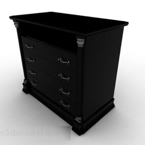 Black Wooden Office Cabinet V2 3d model