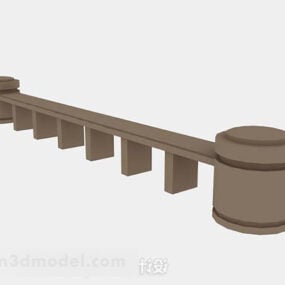 Brown Wooden Railing V1 3d model