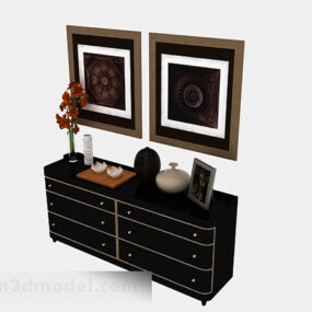 Decoration Table With Wall Artwork 3d model