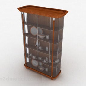 Bruine houten vitrinekast V7 3D-model