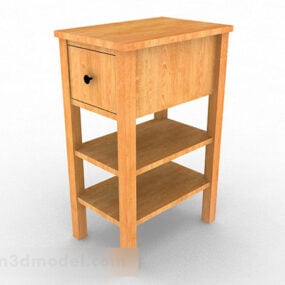 Žlutý dřevěný čajový stolek V1 3D model