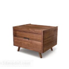 木製の茶色のベッドサイドテーブルV2