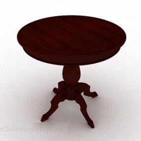 שולחן אוכל חום כהה מעץ דגם תלת מימד