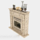Light Brown Stone Fireplace V2