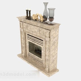 浅棕色石头壁炉V2 3d模型