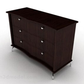 Dark Brown Wooden Entrance Cabinet V1 3d model