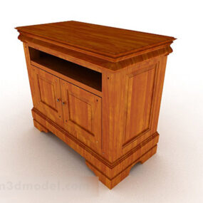 Yellow Brown Wooden Bedside Table V1 3d model