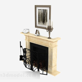 Simple Yellow Fireplace 3d model