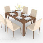 Puinen ruokapöytä ja tuolit V2