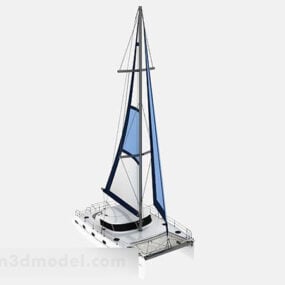 White Sailing Ship V1 3d model