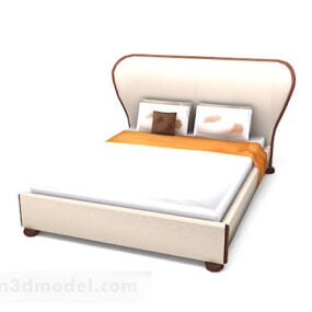 Simple White Double Bed V3 3d model