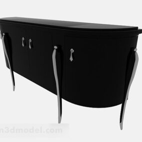 Black Wooden Office Cabinet V4 3d model