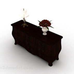 2д модель темно-коричневого деревянного шкафа V3
