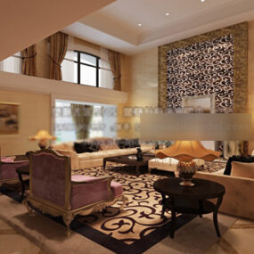 Living Room Warm Style Interior 3d model