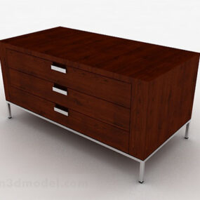 میز کنار تخت ساده چوبی قهوه ای مدل V4 مدل سه بعدی