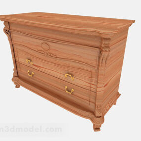 1д модель европейского коричневого деревянного офисного шкафа в стиле ретро V3
