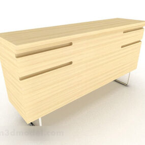 Yellow Wooden Office Cabinet V6 3d model