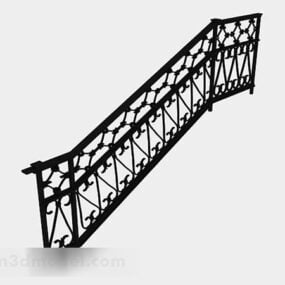 Μαύρο σιδερένιο κιγκλίδωμα σκάλας V1 3d μοντέλο