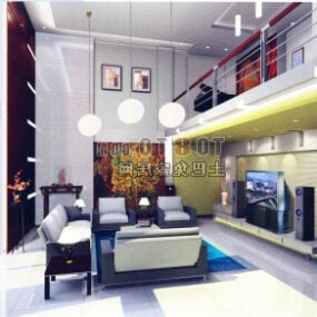 Duplex Living Room Interior V1 3d model