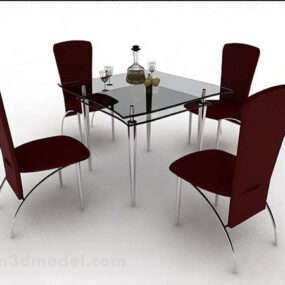 3d модель современного минималистичного обеденного стола и стула V3