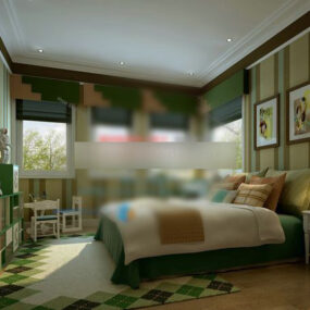 American Pastoral Bedroom 3D-malli