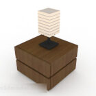 木製の茶色のベッドサイドテーブルV3