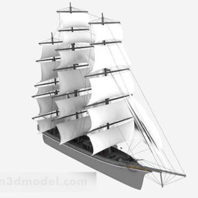 نموذج السفينة الشراعية البيضاء V2 ثلاثي الأبعاد