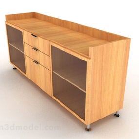 Yellow Wooden Office Cabinet V8 3d model