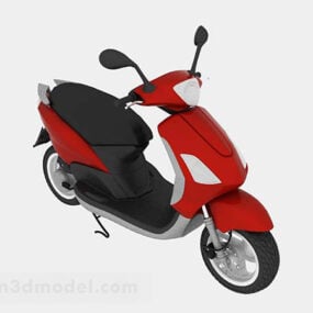 Model 3D motocykla z czerwoną hulajnogą