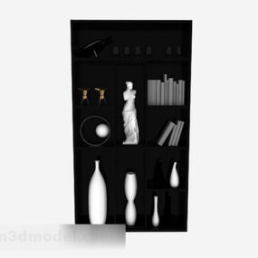 Tủ trưng bày màu đen mẫu V3 3d