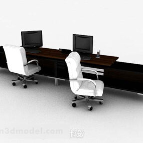 Modern Wooden Desk And Chair V1 3d model