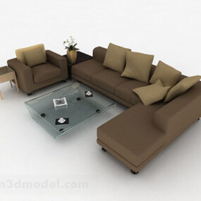 نموذج أريكة منزلية باللون البني ثلاثي الأبعاد