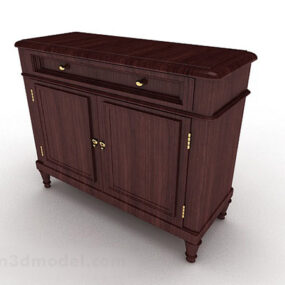 Red Brown Wooden Office Cabinet V1 3d model