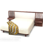 Dřevěná jednoduchá bílá manželská postel V1