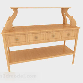 Yellow Wooden Desk V7 3d model