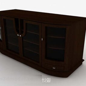 Hnědá dřevěná knihovna V9 3D model