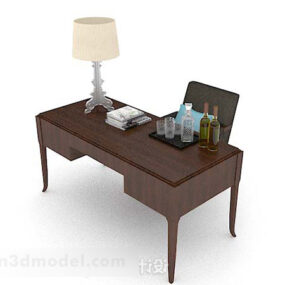 Wooden Desk And Chair V2 3d model