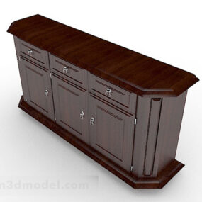 Wooden Brown Office Cabinet V11 3d model