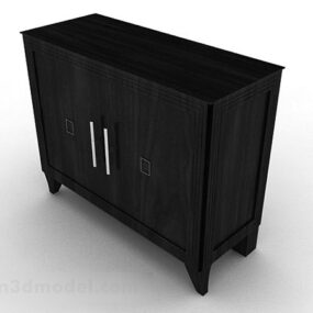 Meuble d'entrée en bois noir V2 modèle 3D