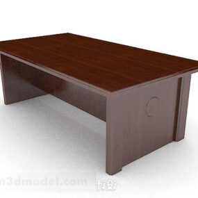 Simple Wooden Brown Desk V1 3d model