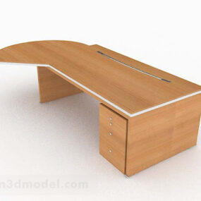Yellow Wooden Simple Modern Desk 3d model