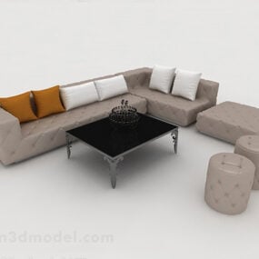 Beige Minimalist Sofa 3d model
