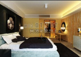 Europese stijl slaapkamer hotel 3D-model
