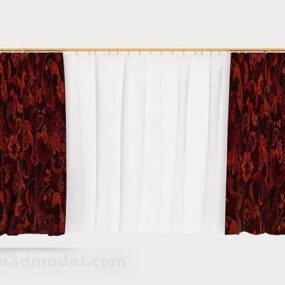 Red White Curtains 3d model